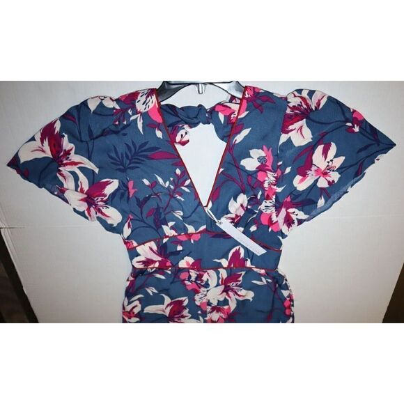 Adelyn Rae 5970298 Women's Sz XS Blue Multi Floral Print Shayne Jumpsuit $108 - Picture 7 of 12